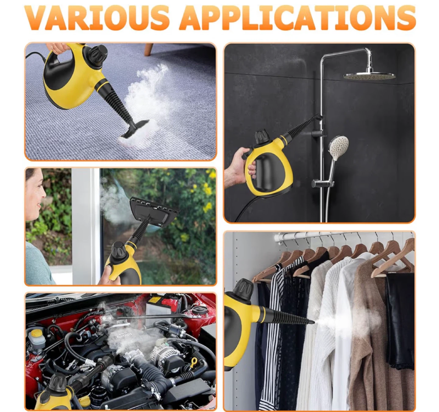 Handheld Steam Cleaner HY-307 Yellow/Black - photo 2