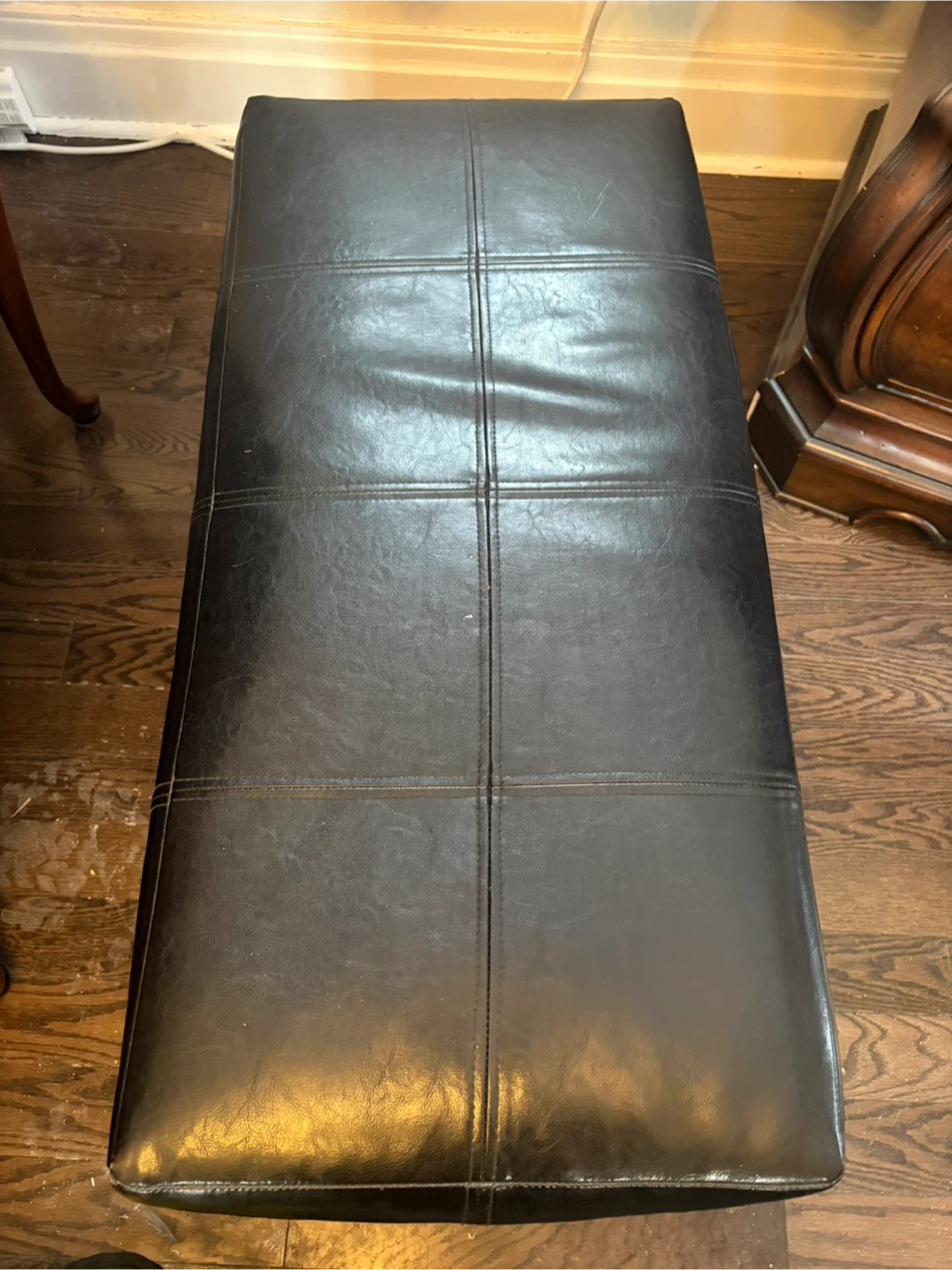 Black Leather Ottoman