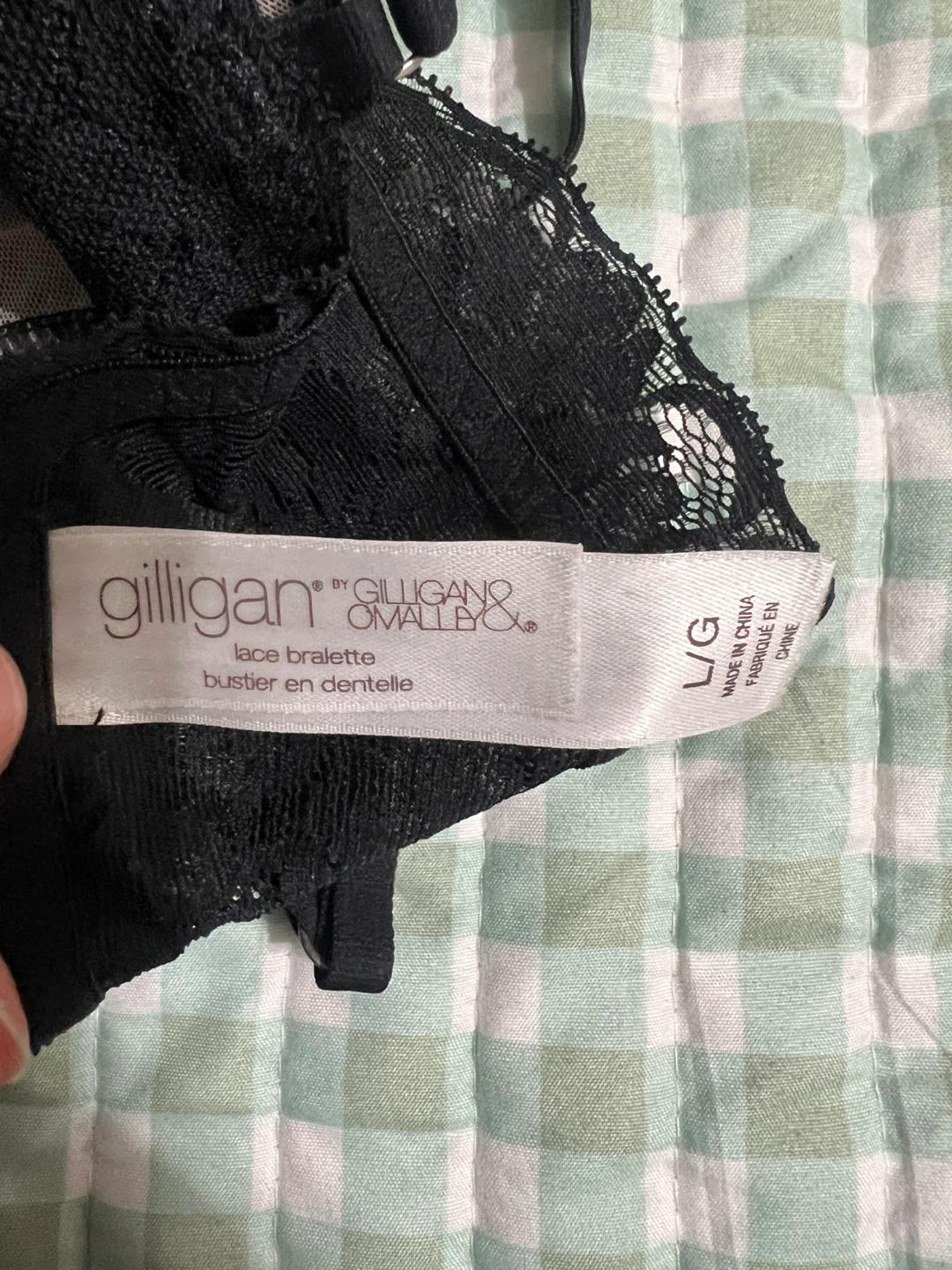 Gilligan & O'Malley Lace Bralette - Black, L - photo 3