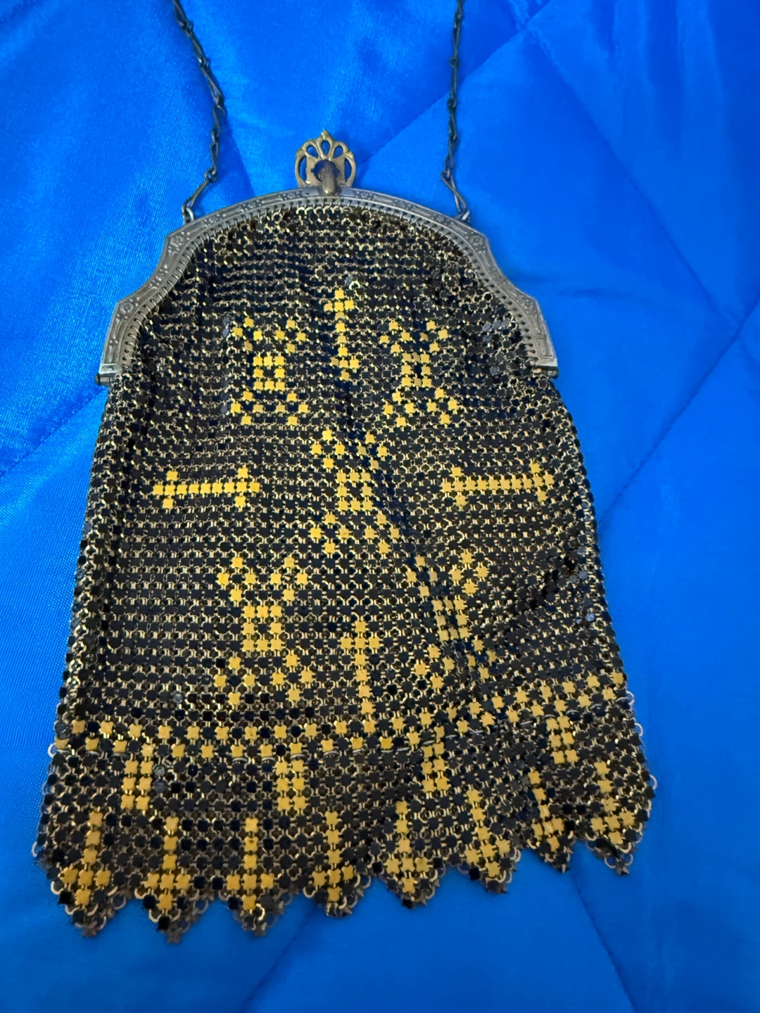 Vintage Whiting & Davis Mesh Purse Art Deco Enamel Chainmail Bag - photo 4