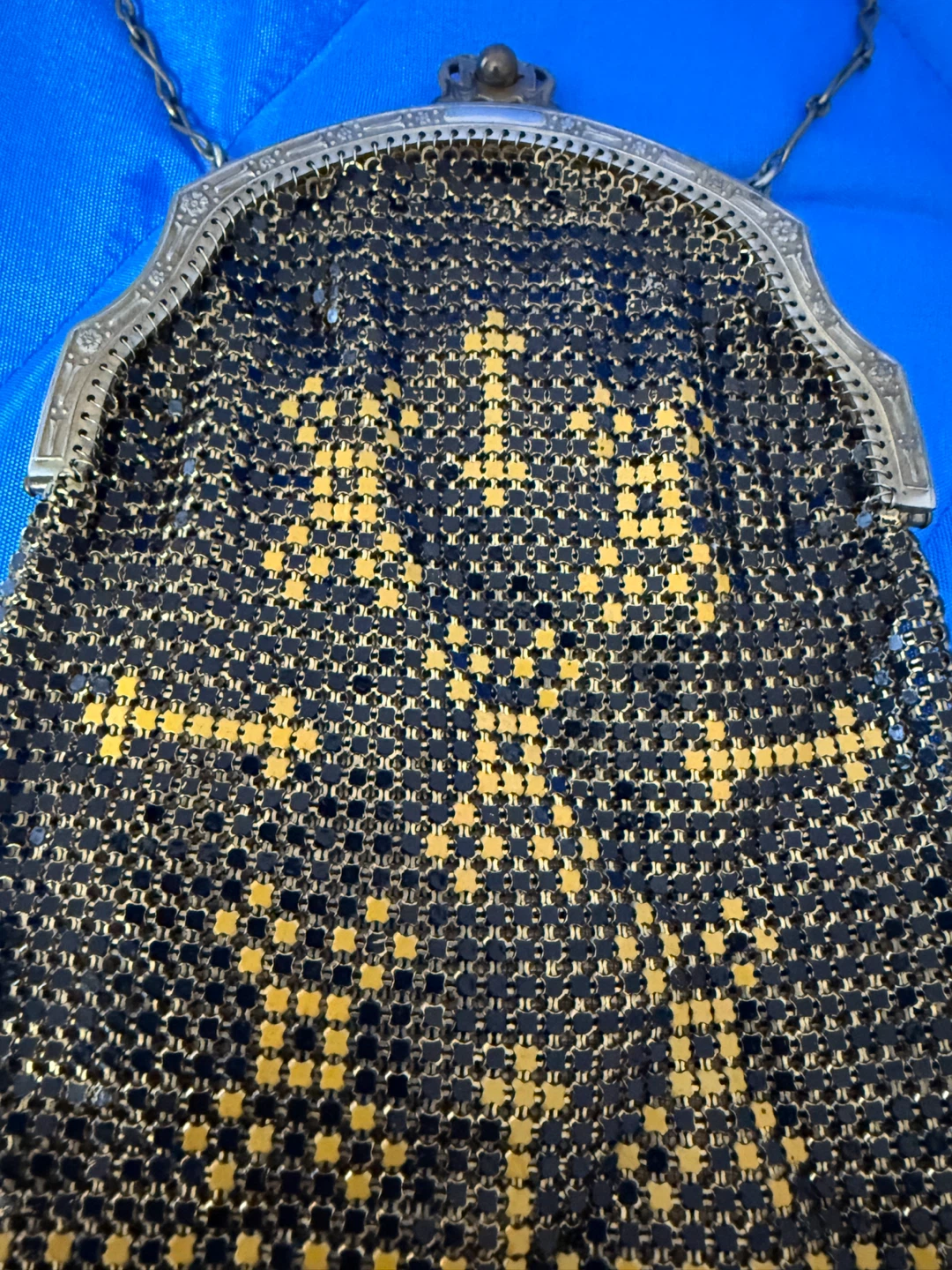 Vintage Whiting & Davis Mesh Purse Art Deco Enamel Chainmail Bag - photo 3