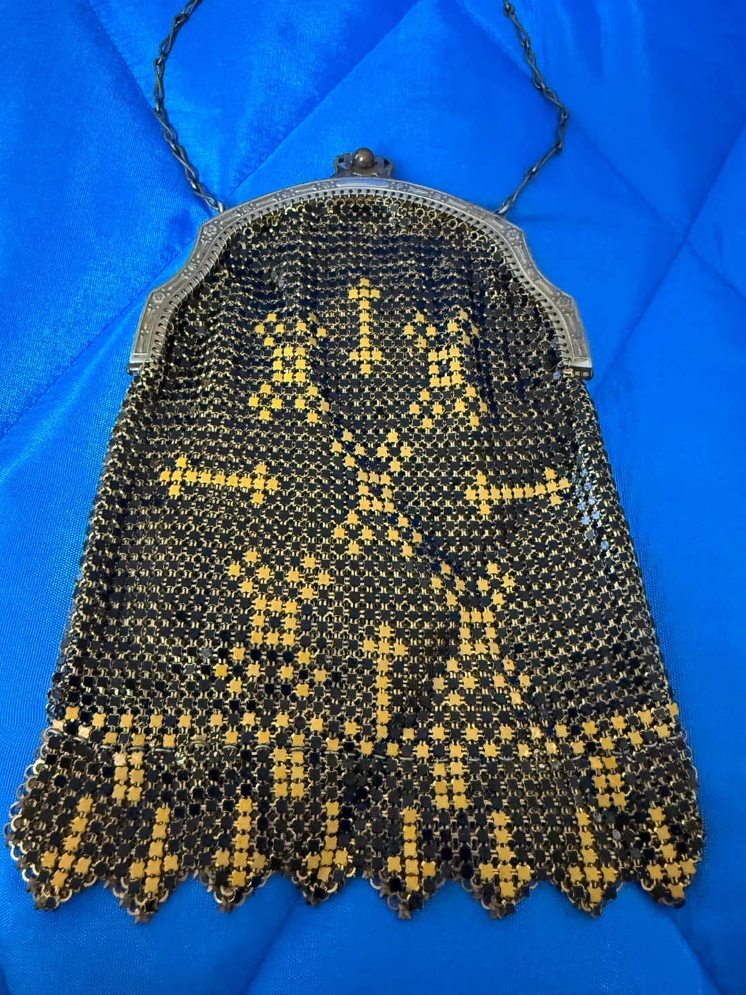 Vintage Whiting & Davis Mesh Purse Art Deco Enamel Chainmail Bag - photo 2