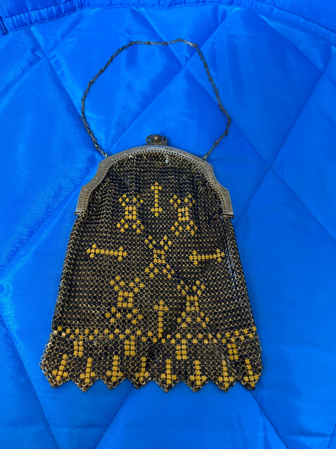 Vintage Whiting & Davis Mesh Purse Art Deco Enamel Chainmail Bag
