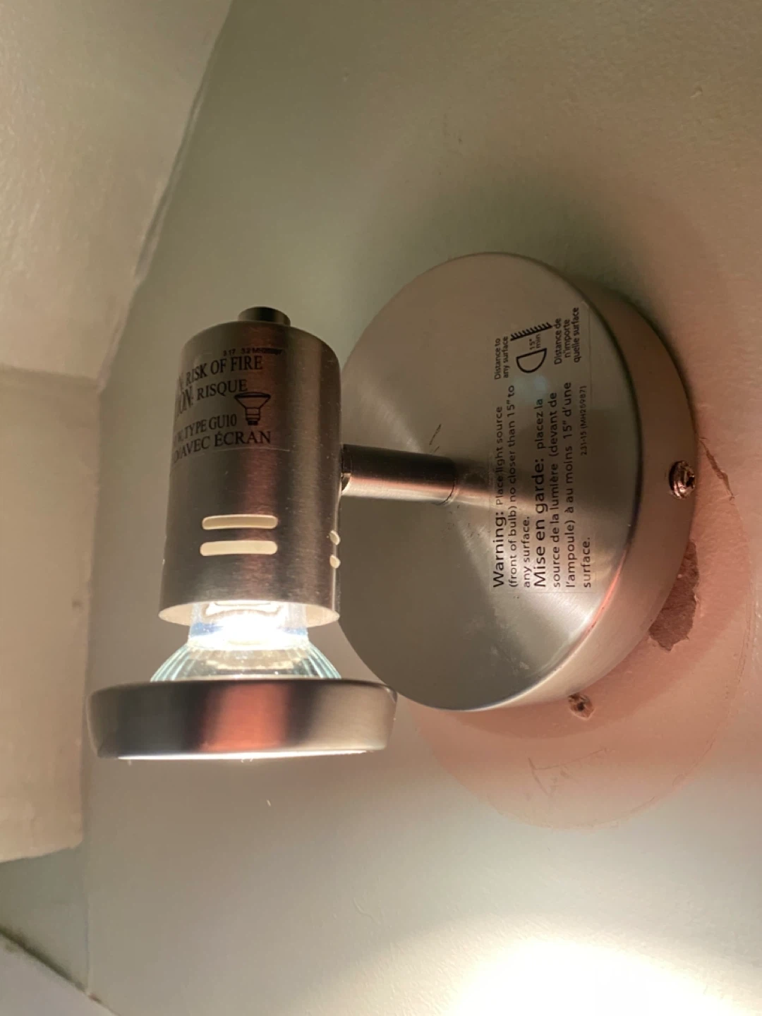 Silver Wall Mounted Spotlight