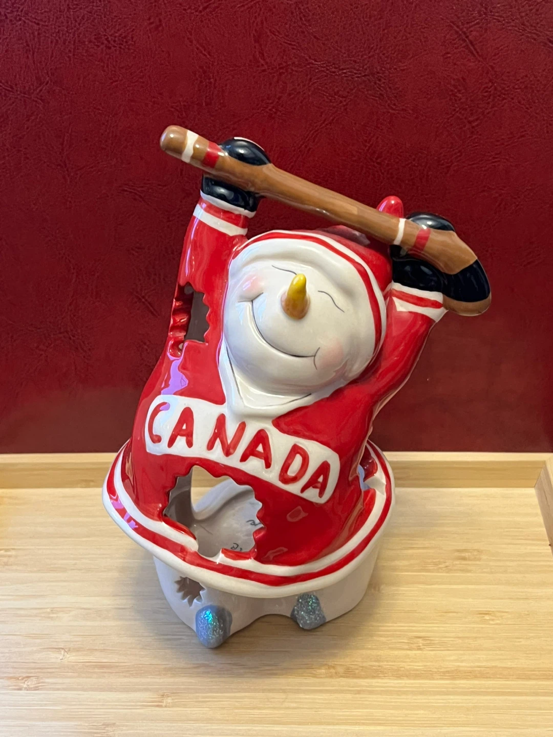 Canada Hockey Snowman Figurine