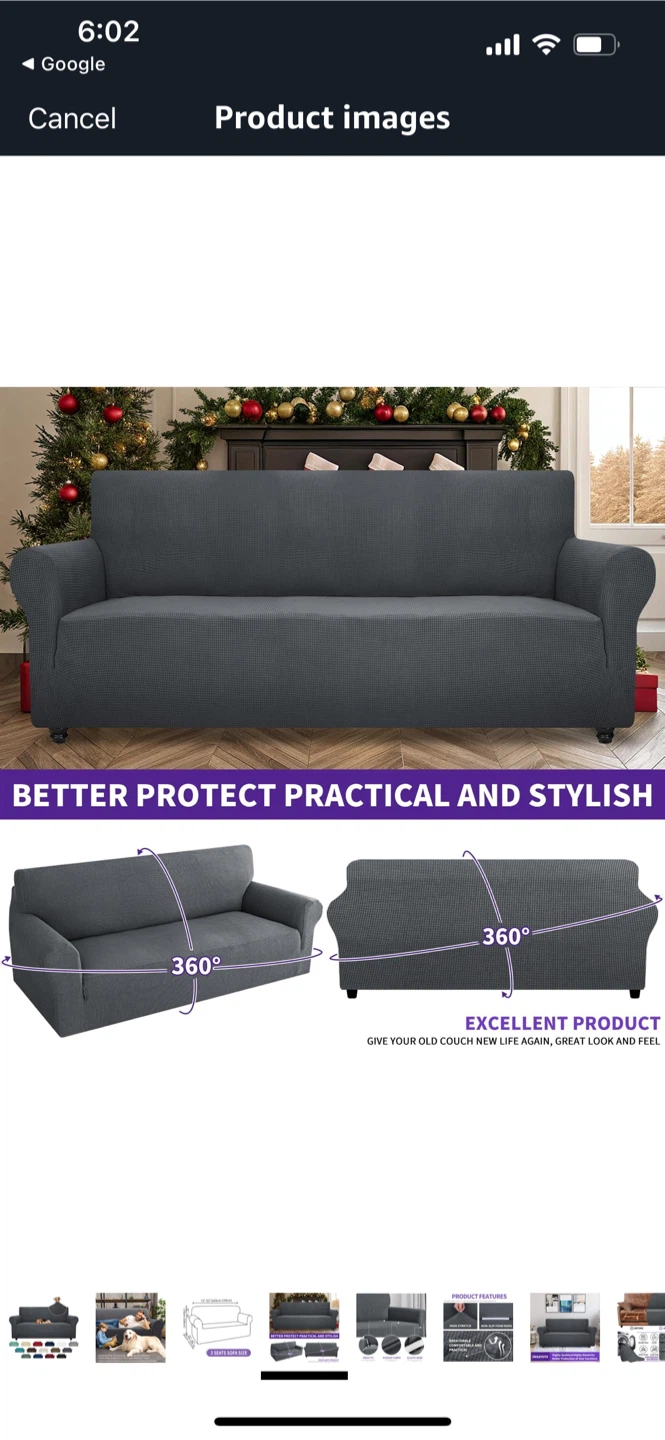 NEW-ZNSAYOTX Sofa Slipcover  ,3 seater - Grey - photo 3