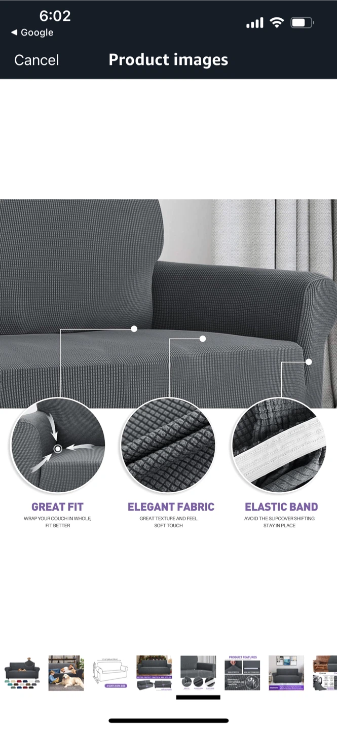 NEW-ZNSAYOTX Sofa Slipcover  ,3 seater - Grey - photo 4