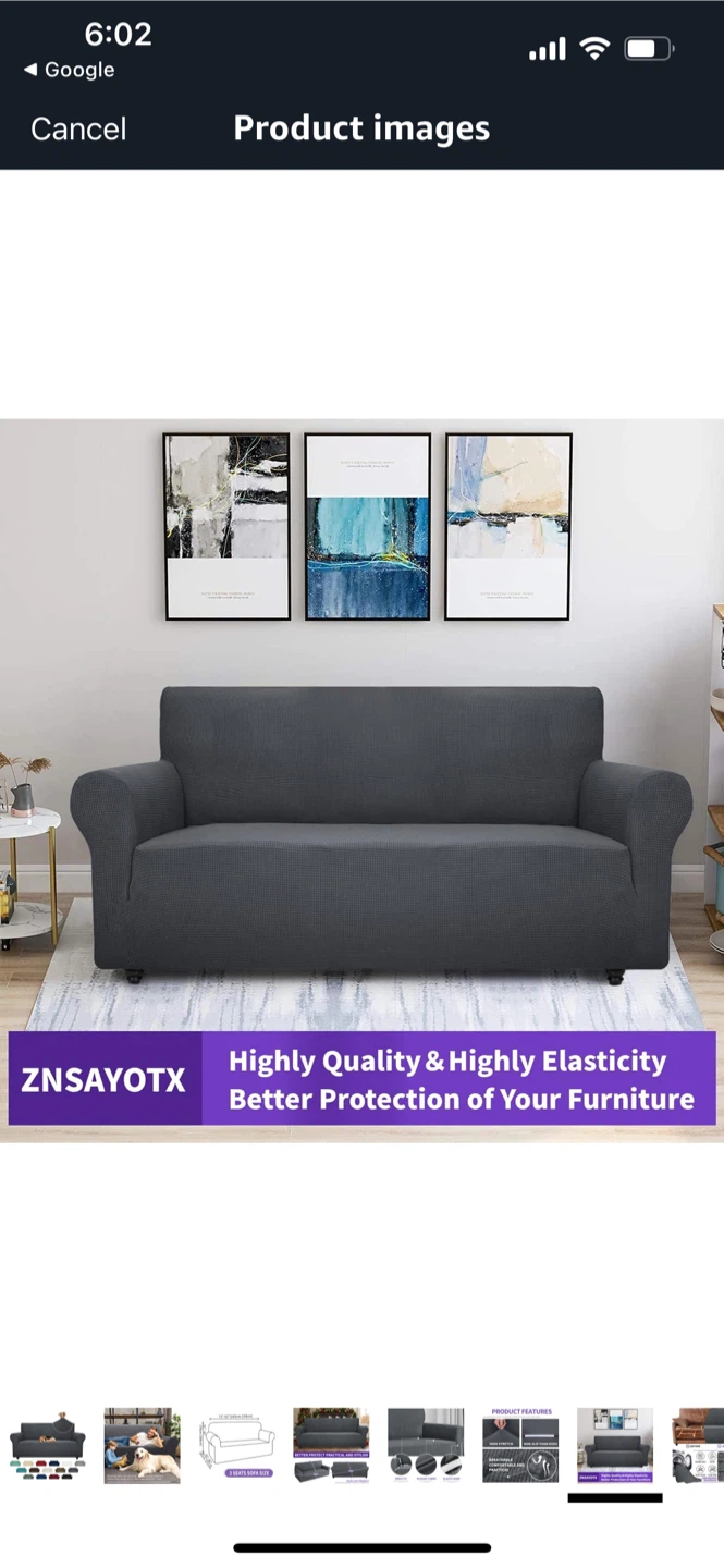 NEW-ZNSAYOTX Sofa Slipcover  ,3 seater - Grey - photo 2