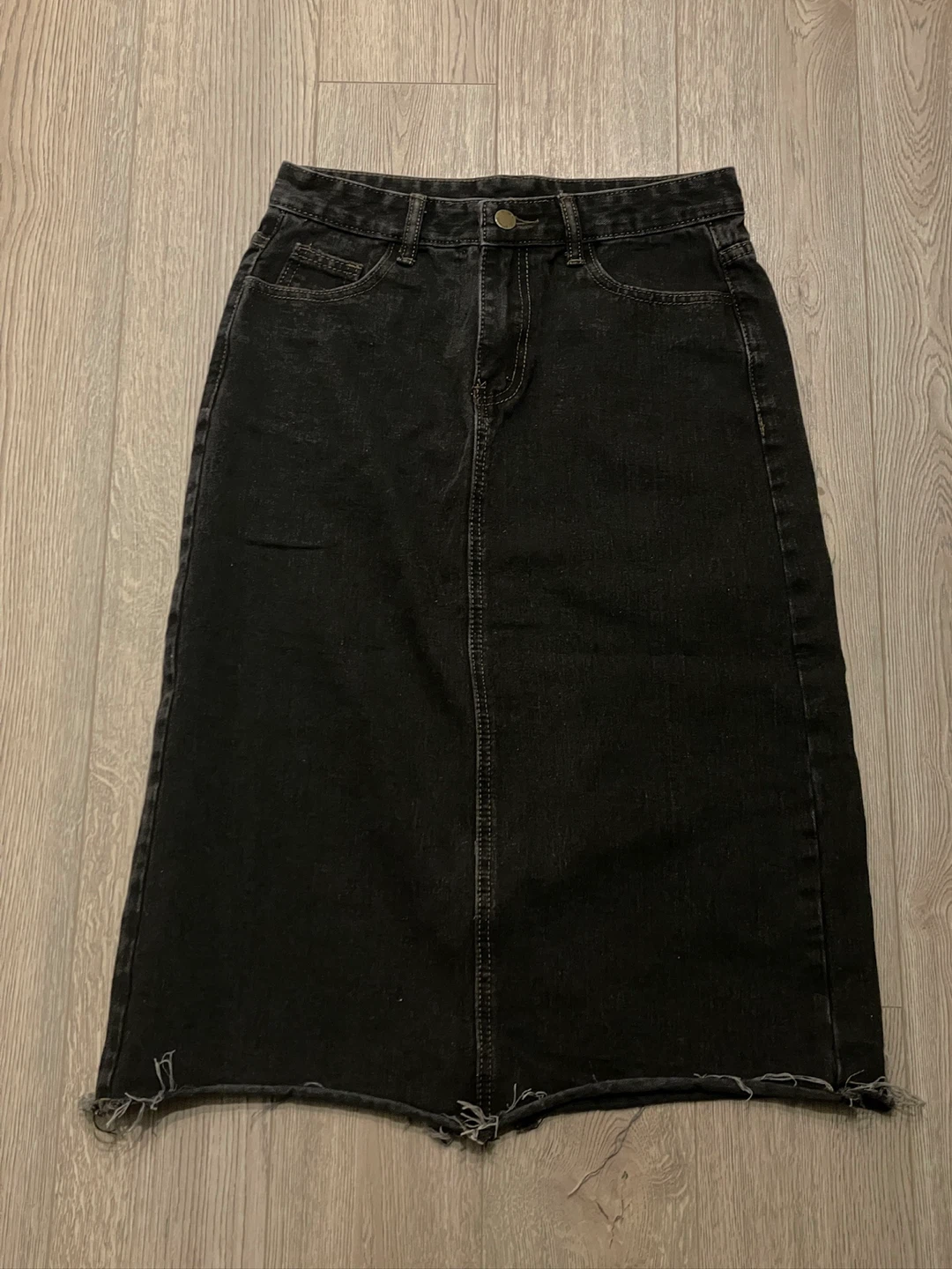 Black Denim Midi Skirt