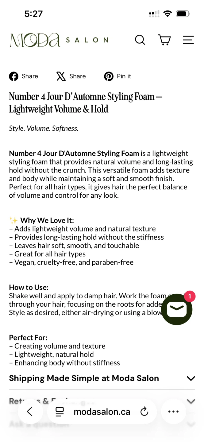 Number 4 Jour D'Automne Styling Foam Brand New - photo 2