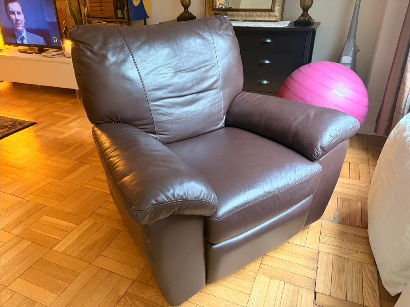Leather Recliner armchair dark brown - photo 3