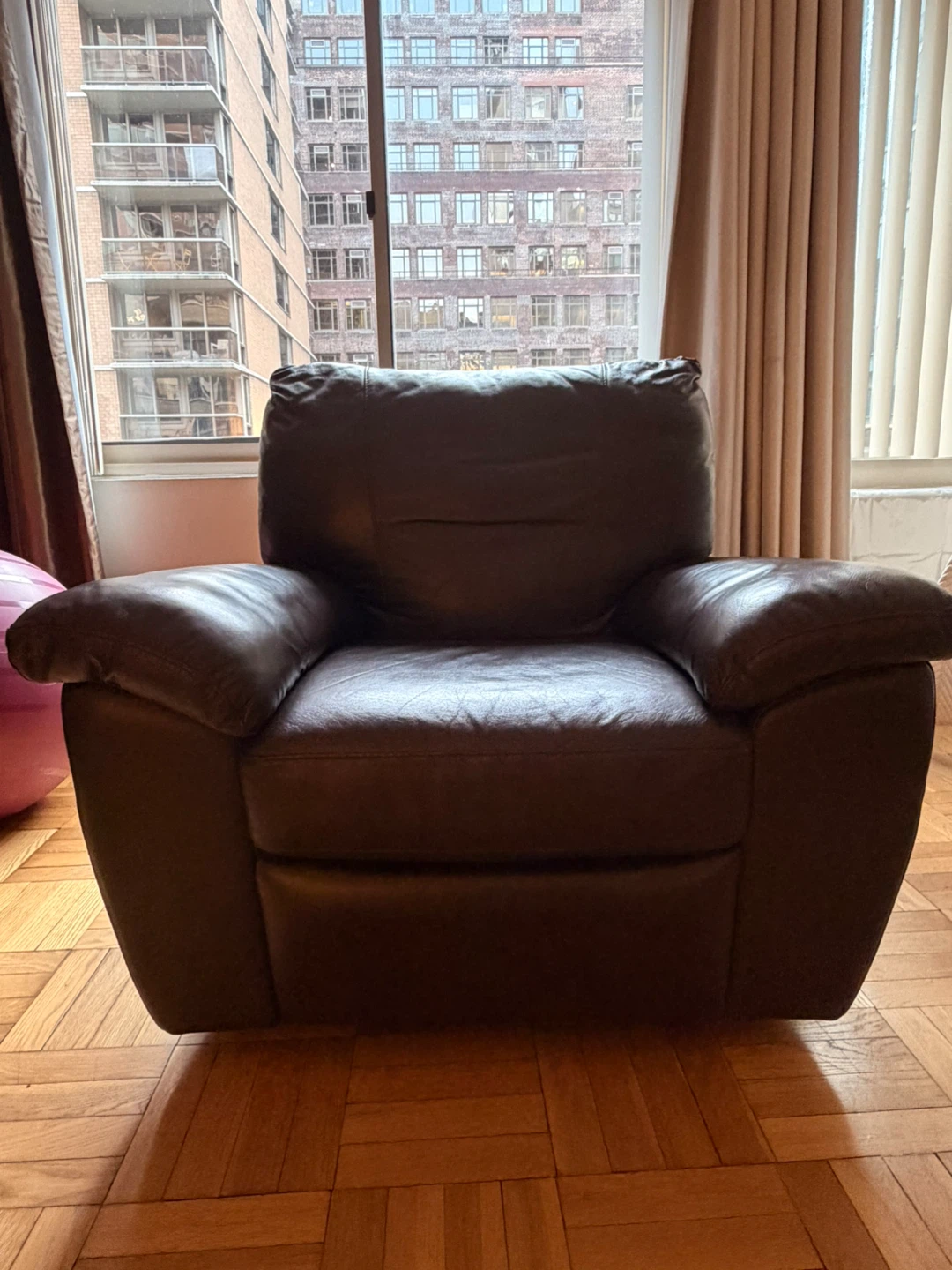 Leather Recliner armchair dark brown