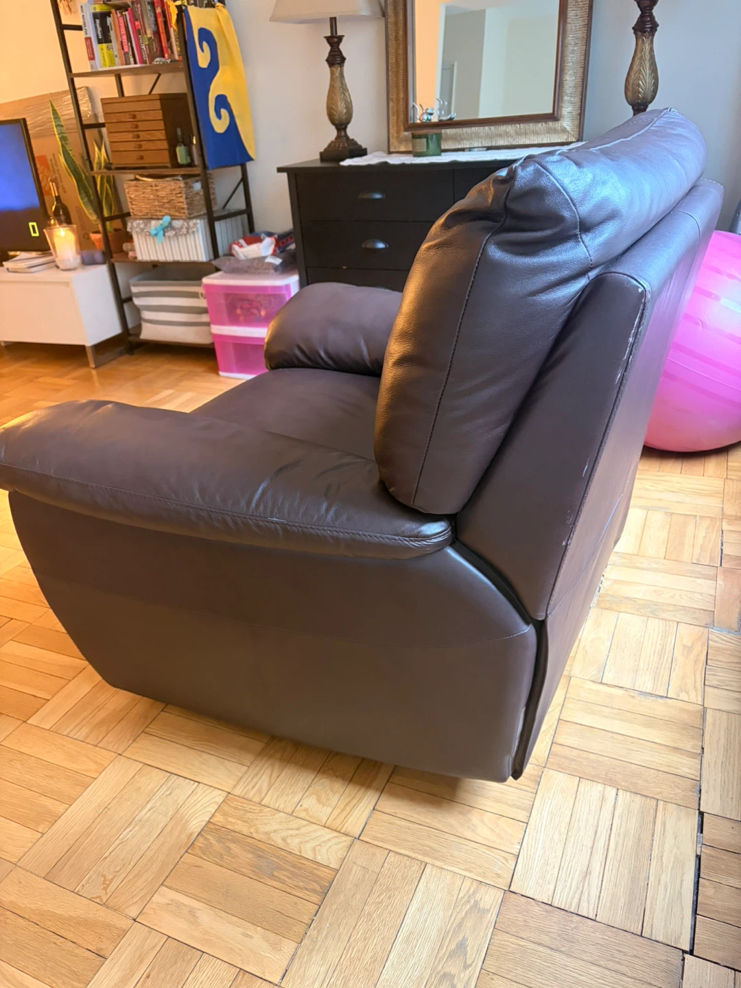 Leather Recliner armchair dark brown - photo 2
