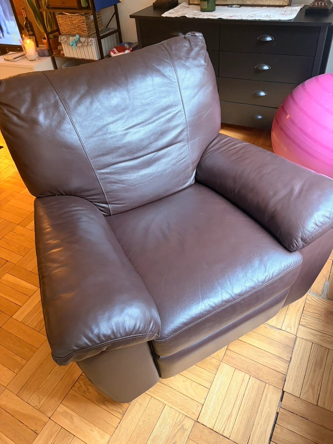 Leather Recliner armchair dark brown - photo 4