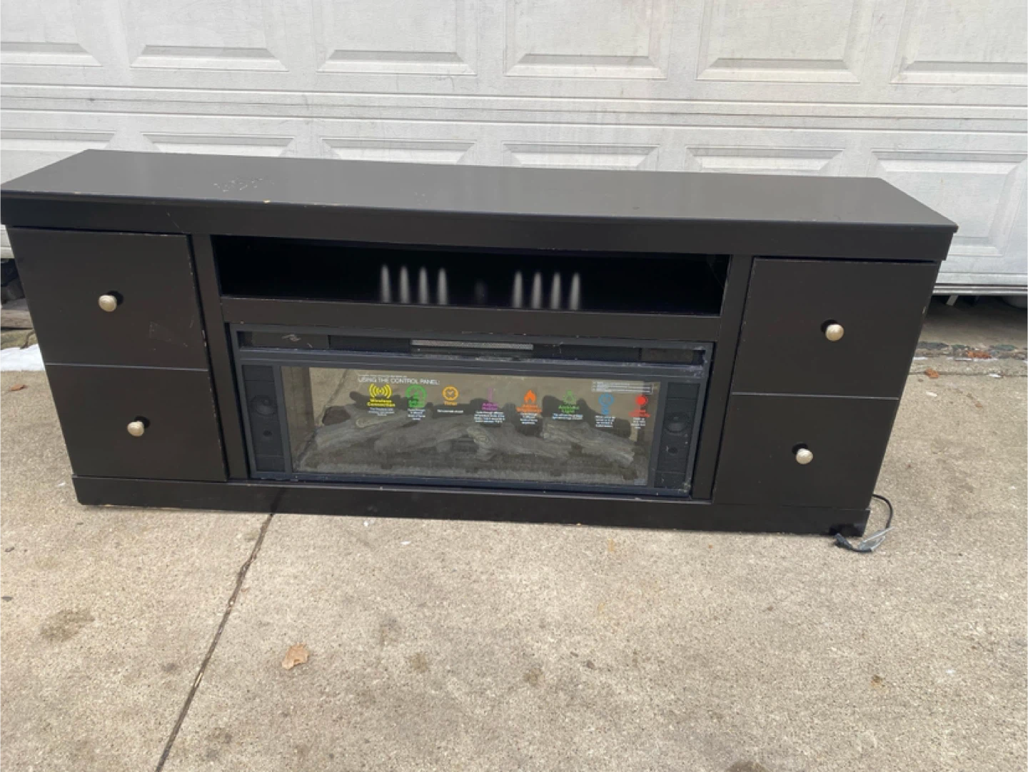 Black Fireplace TV Stand