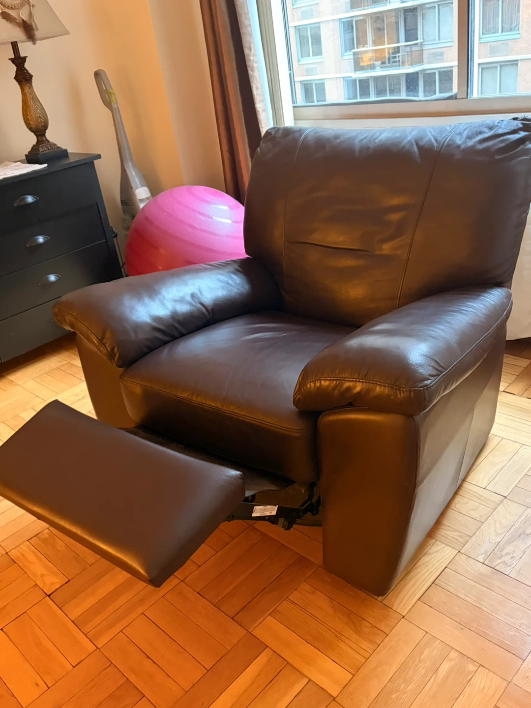 Leather Recliner armchair dark brown - photo 5