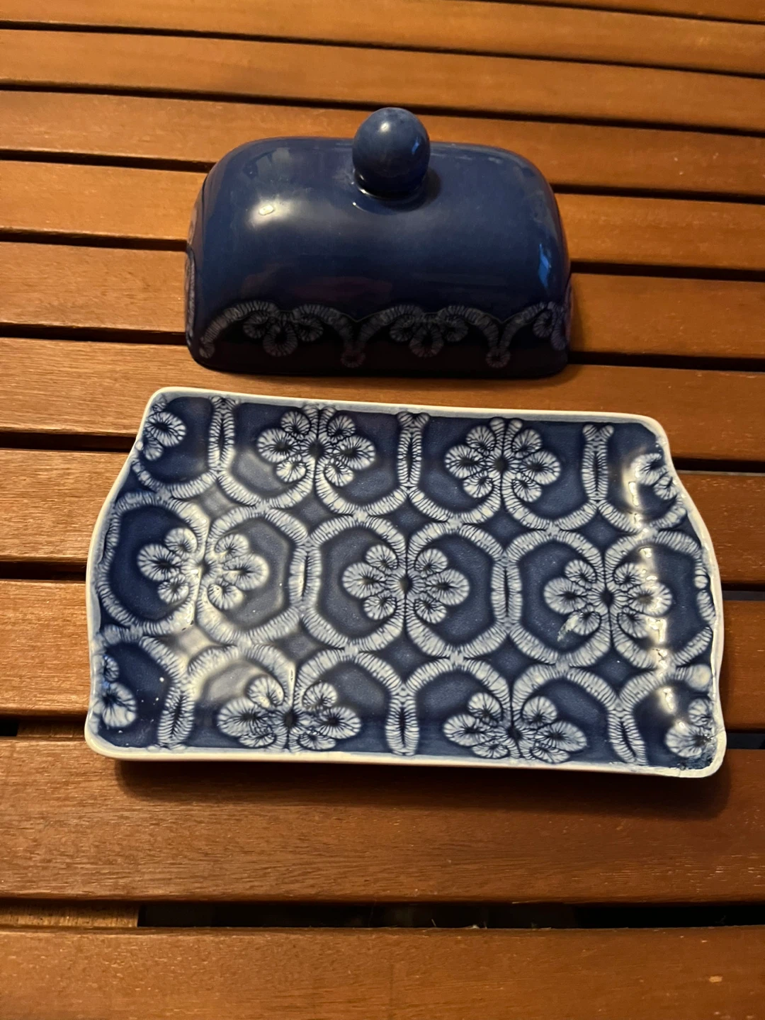 Blue Ceramic Butter Dish - photo 2