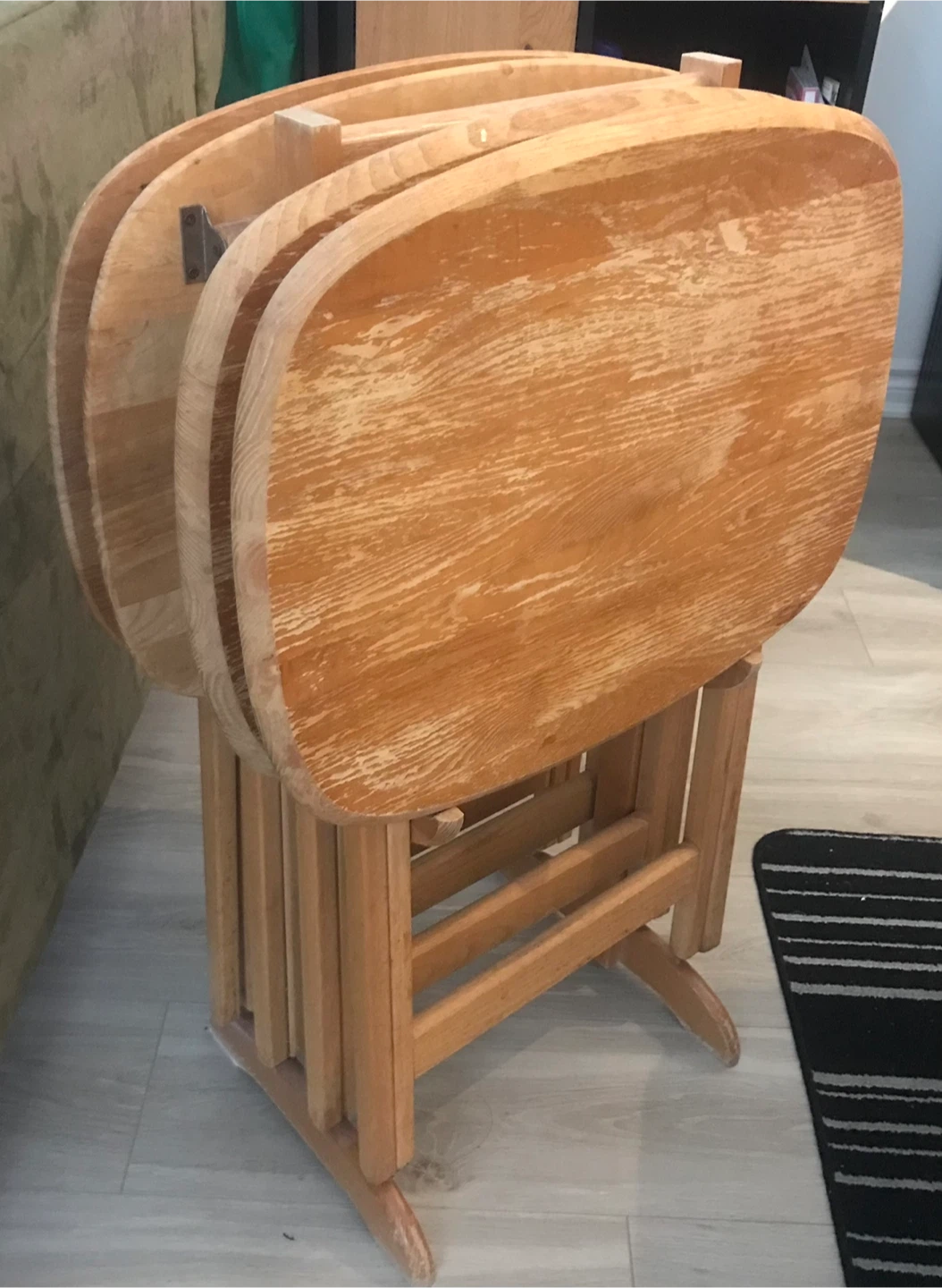 Vintage Folding Wood TV Tray Set - photo 2