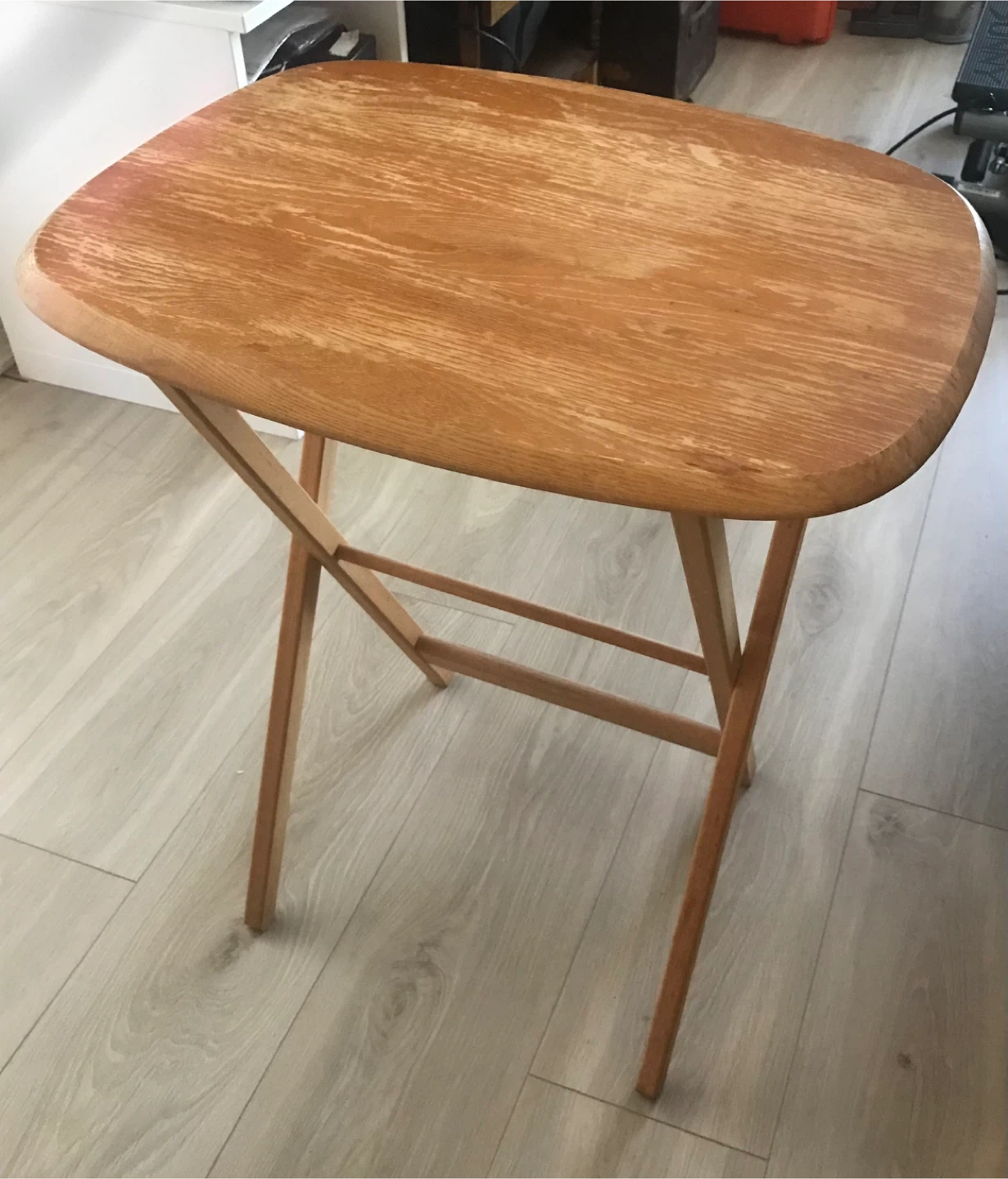 Vintage Folding Wood TV Tray Set