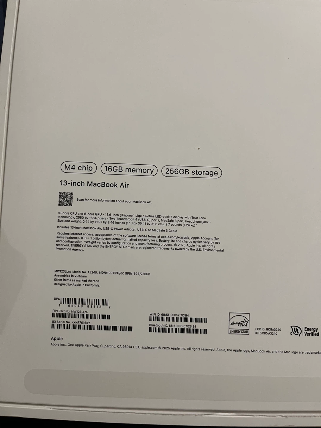 Box Only : Apple MacBook Air 2025 13-inch M4 Chip 16GB 256GB - photo 2