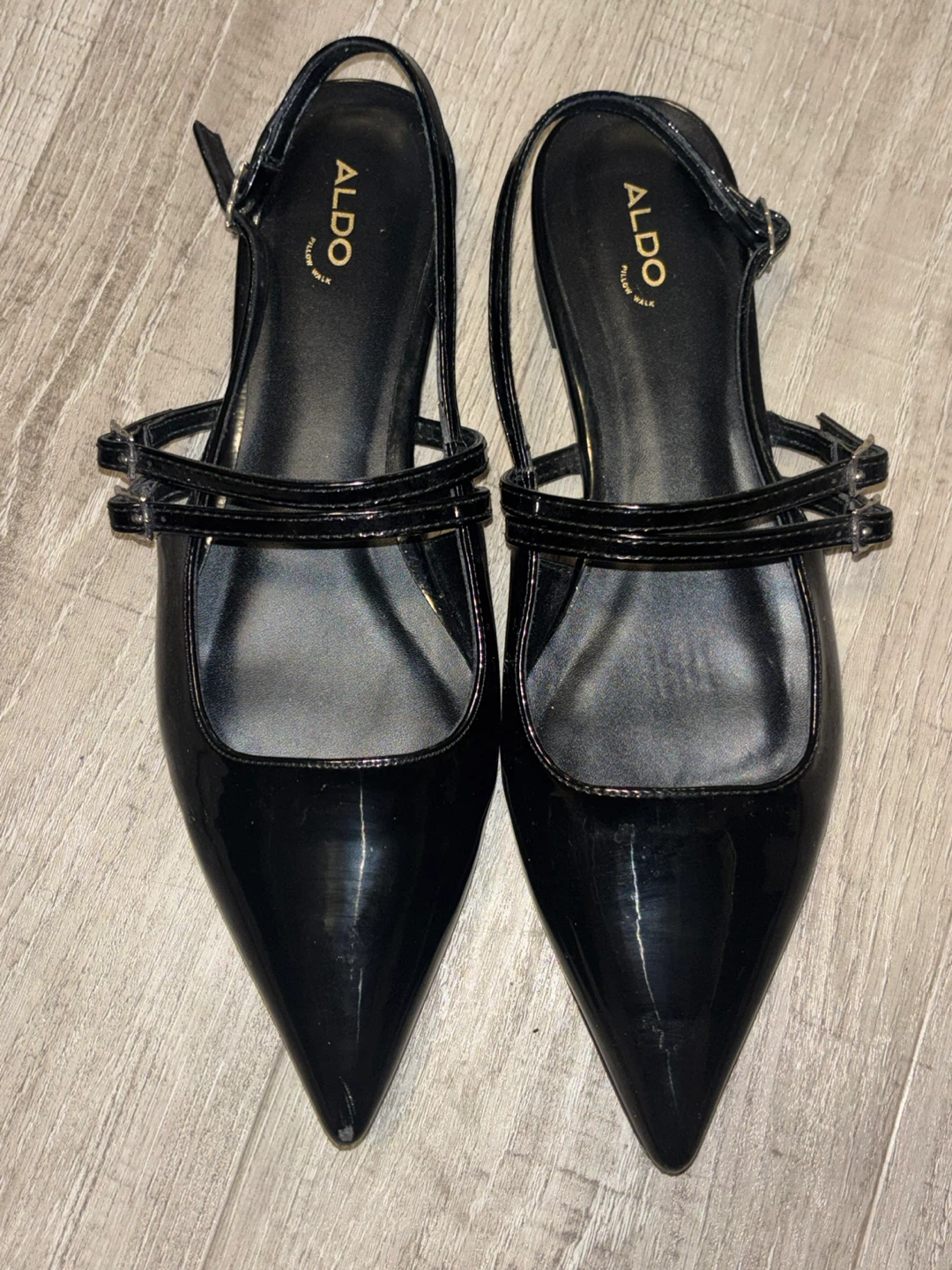 Aldo Black Pointed Slingback Flats