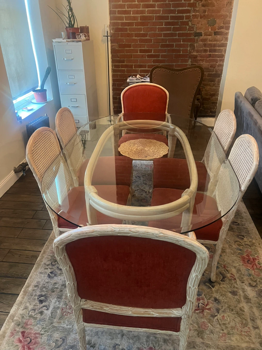 Glass Top Dining Table with 6 Chairs