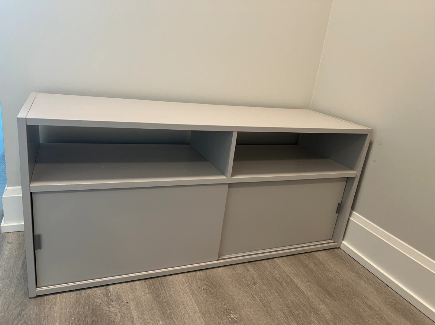 IIKEA Grey TV Stand with Sliding Doors
