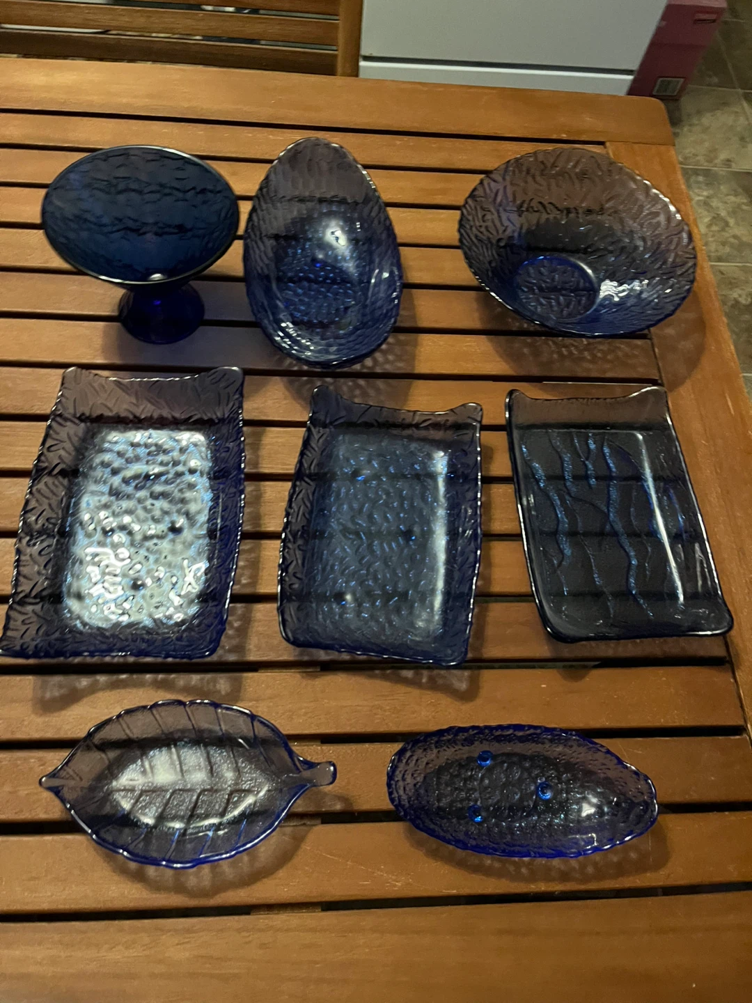 Vintage Blue Glass Dish Set