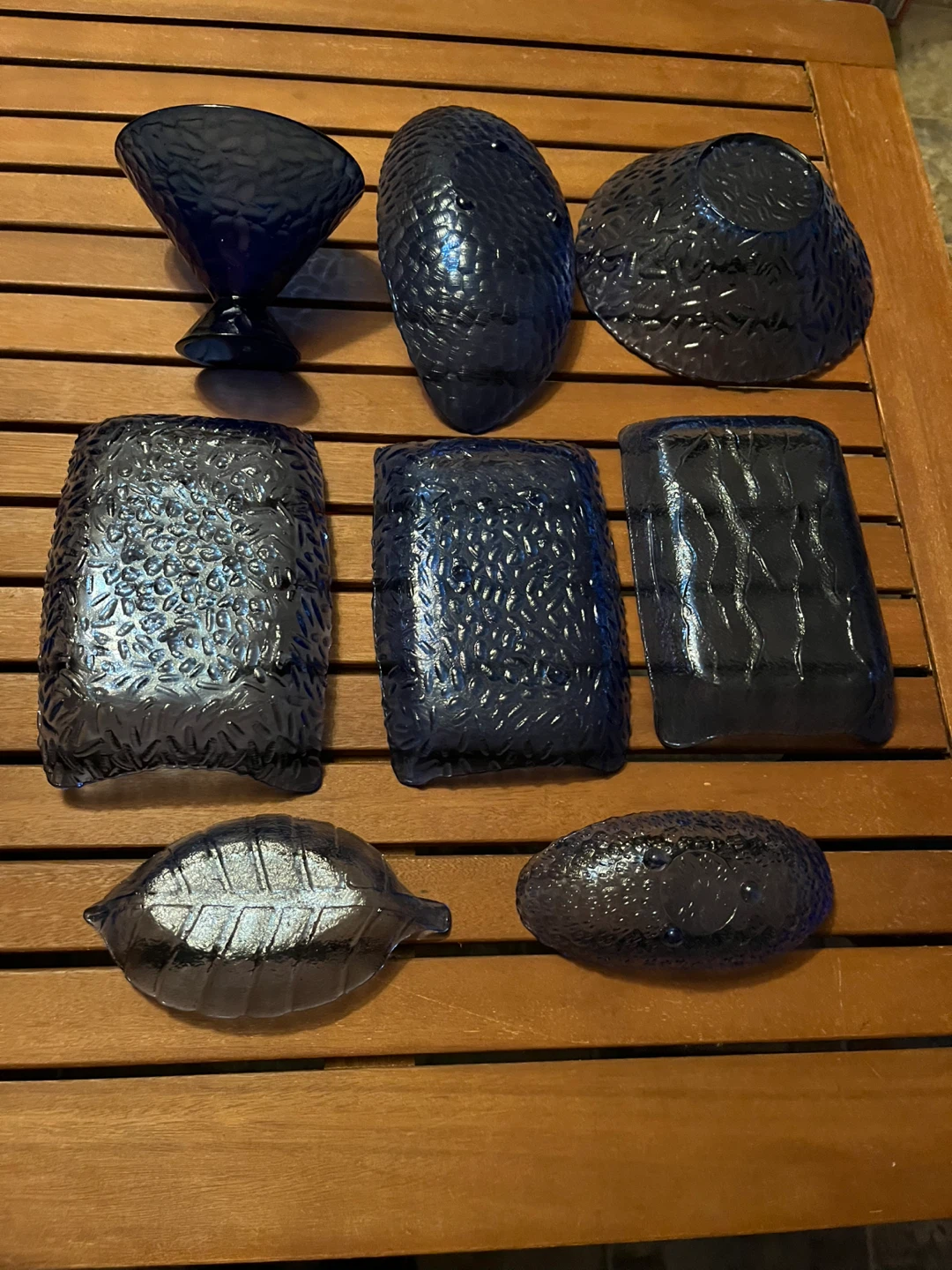 Vintage Blue Glass Dish Set - photo 2