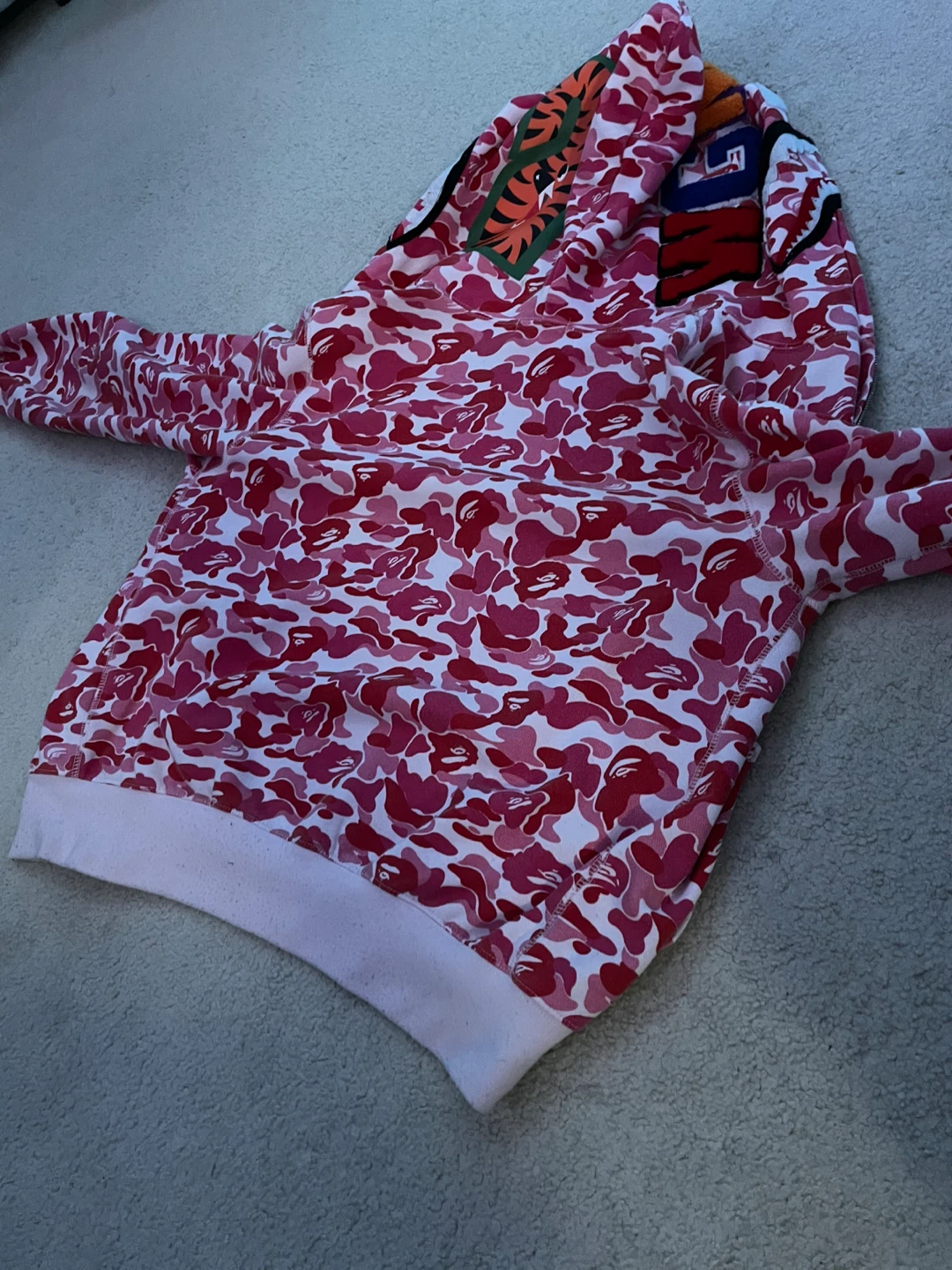 A Bathing Ape Pink Camo Shark Hoodie - Size M - photo 5