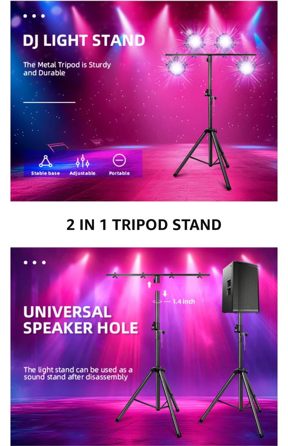 DJ Light Stand / Speaker Tripod Stand - Portable - photo 2