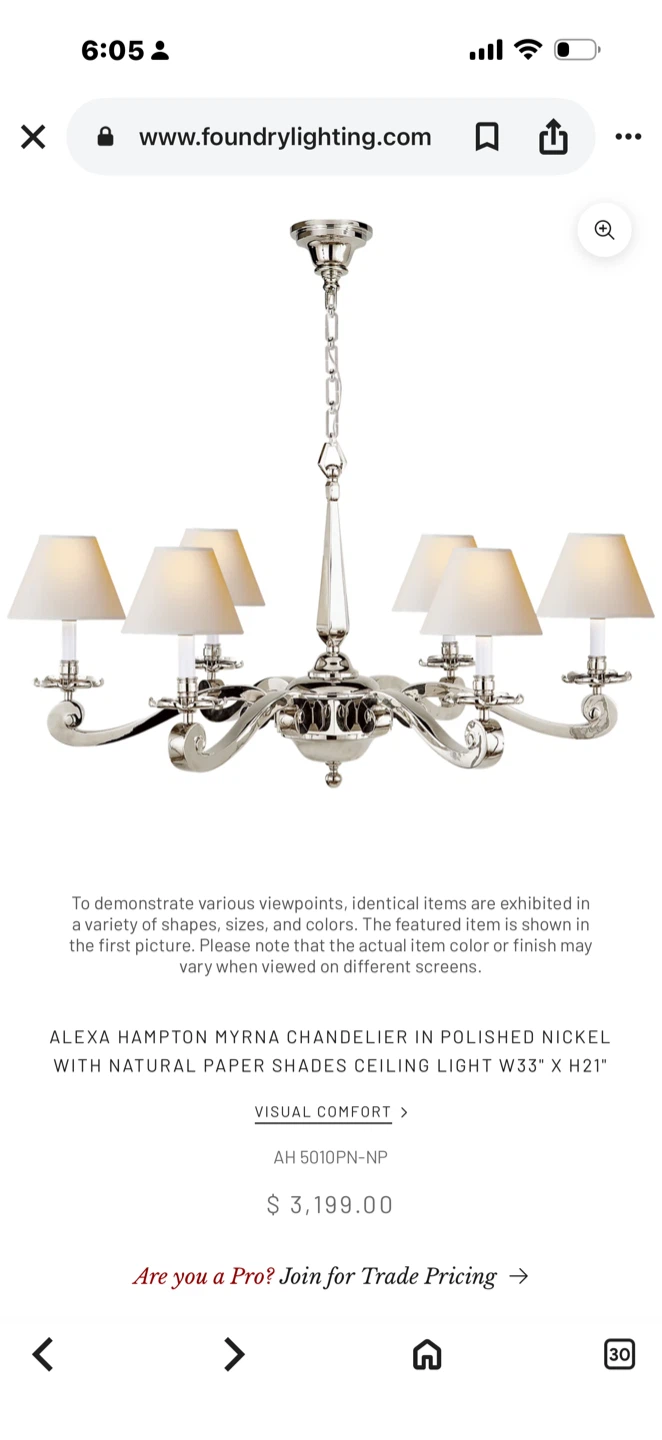 Alexa Hampton Myrna Chandelier Polished Nickel