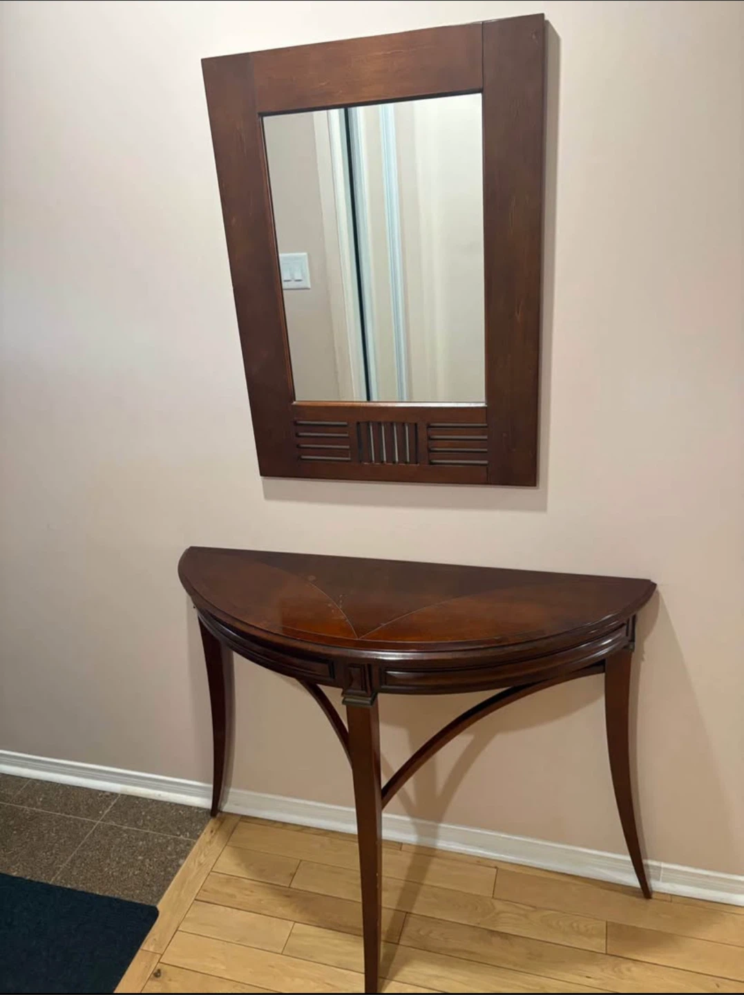 Wood Hallway Table with Mirror