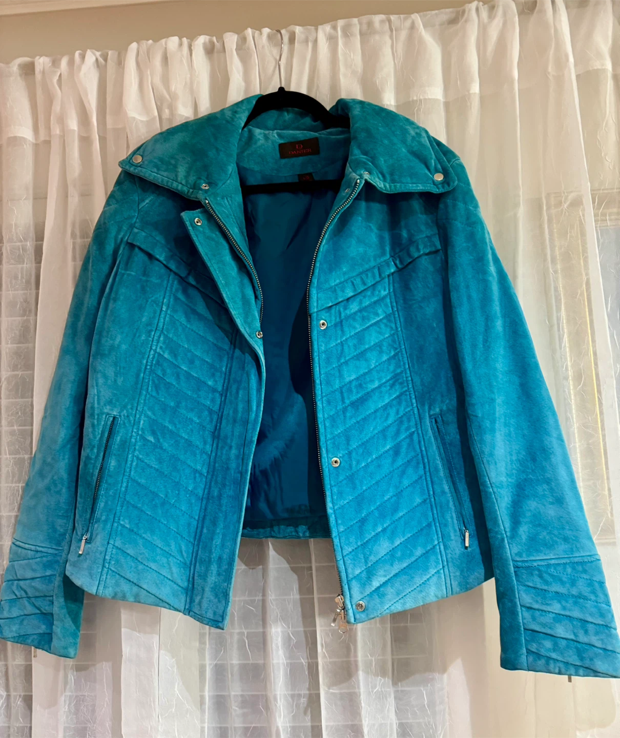 Danier Blue Suede Jacket - Size L