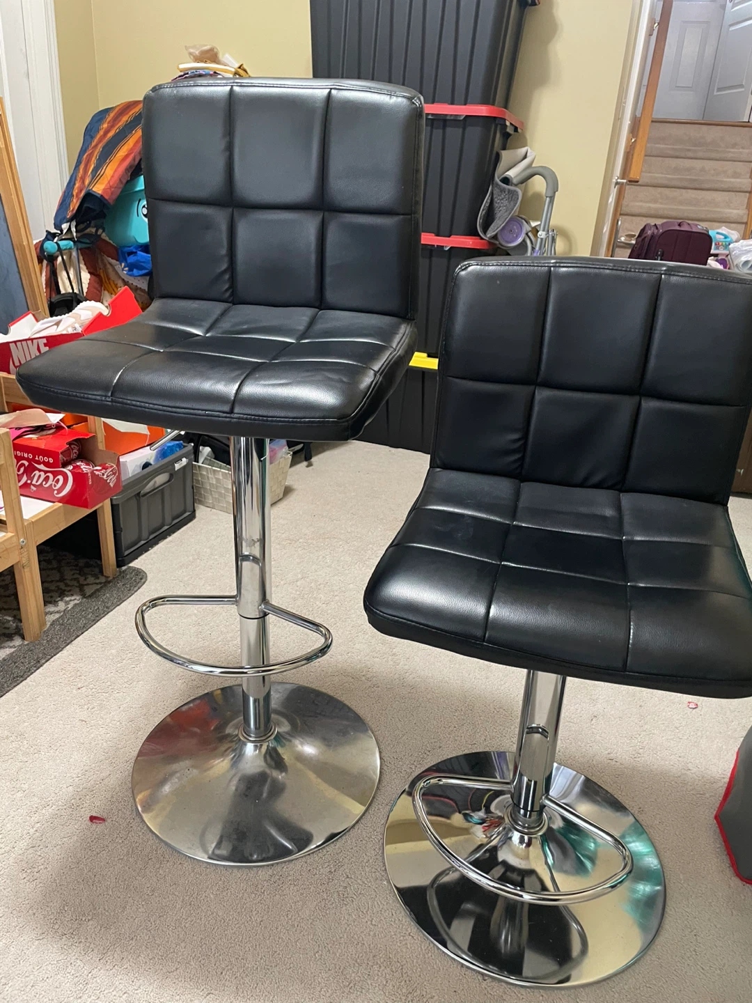 Pair of Black Adjustable Height Bar Stools - photo 3
