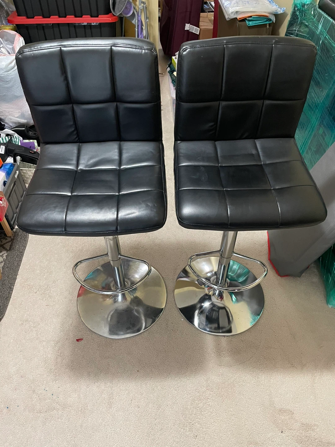Pair of Black Adjustable Height Bar Stools - photo 2