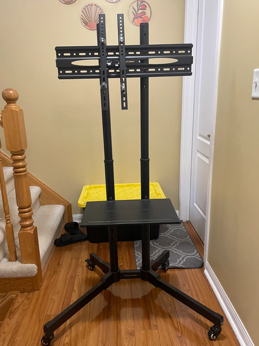 Rolling TV Stand with Mount - Black