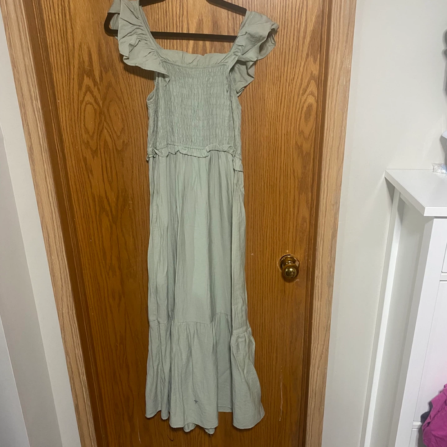 Beautiful sage green ruffle sleeve maxi dress - photo 2