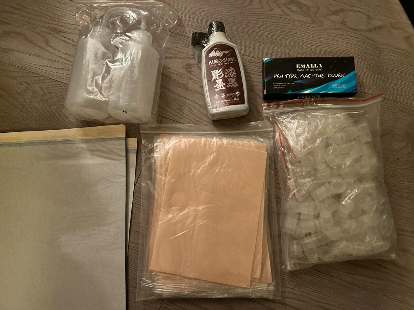 Tattoo Supplies: Kuro Sumi Ink, Emalla Pen Covers