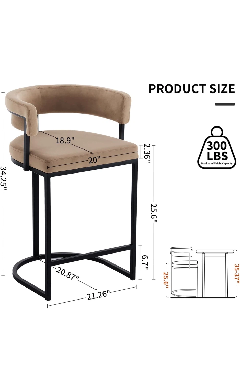 Barrel Back Design Bar Stool - photo 2