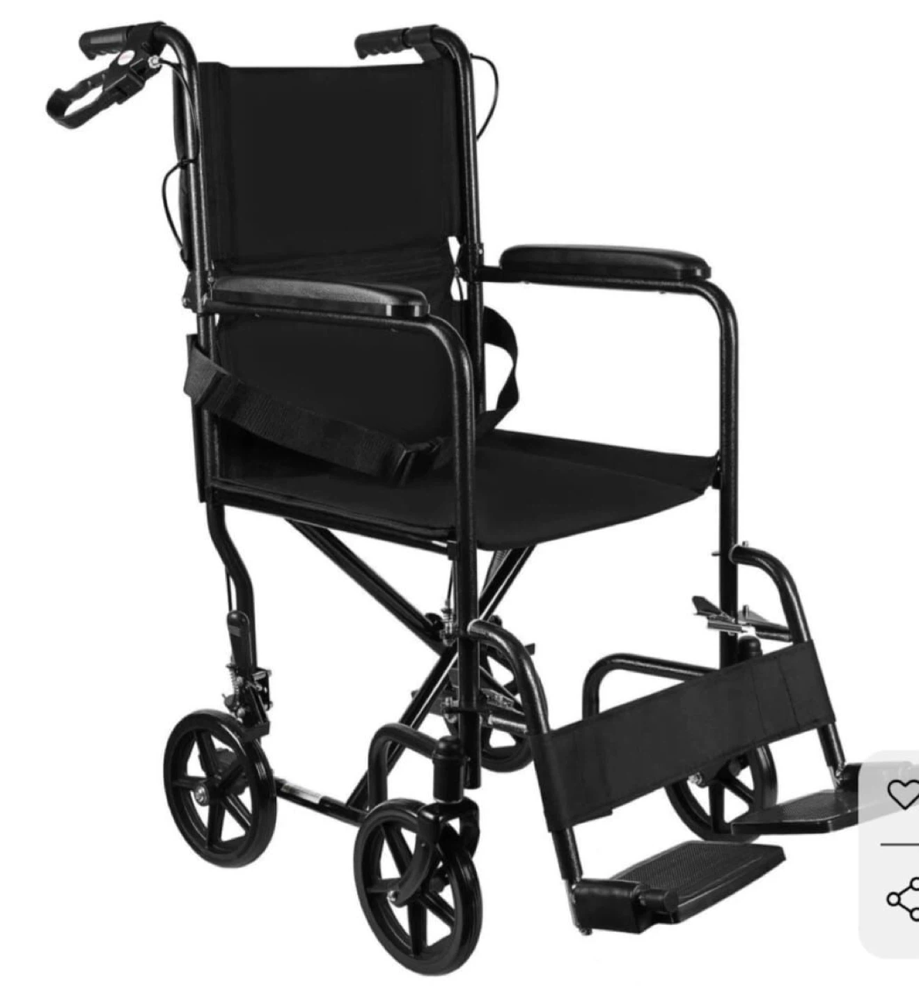 Lightweight Black Transport Wheelchair