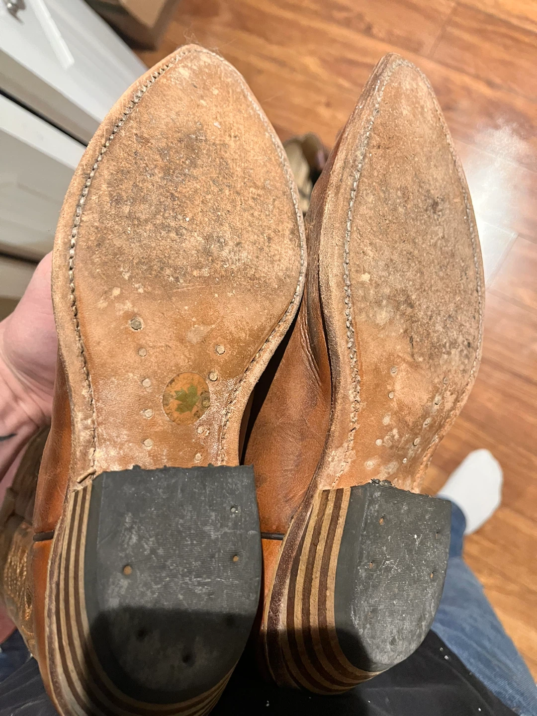 Cowboy Boots Brown Leather Size 7.5 - photo 2