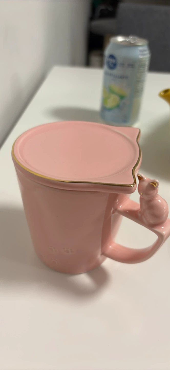 Pink Cat Mug with Lid