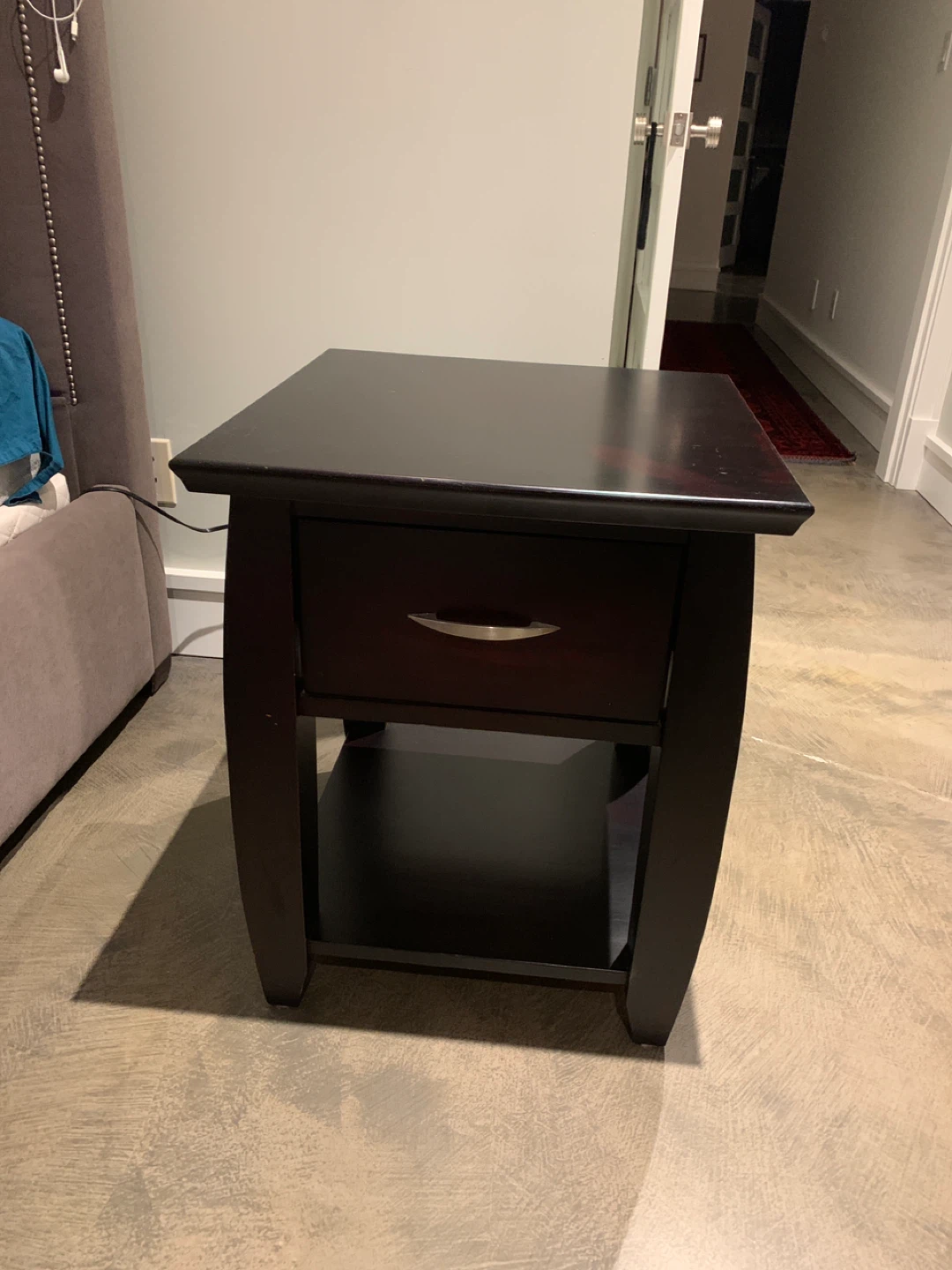 Black Wood Nightstands (pair) with Drawer - photo 2