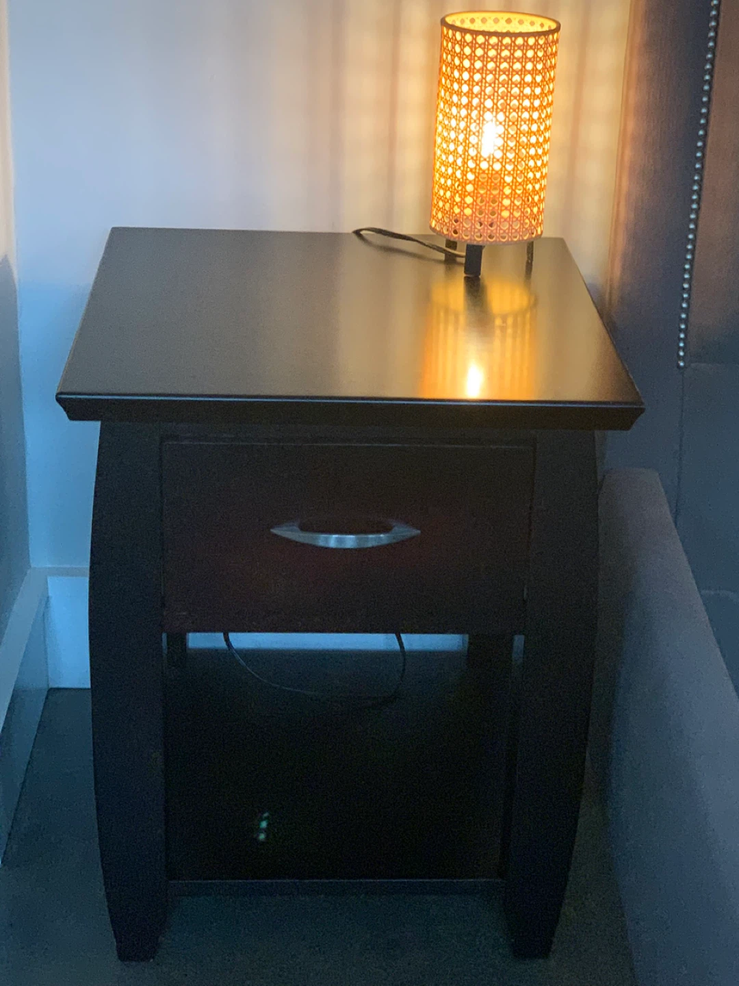 Black Wood Nightstands (pair) with Drawer