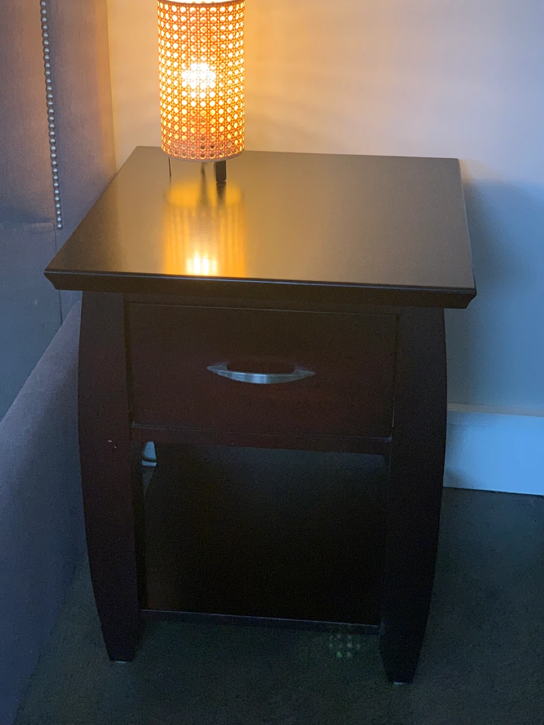 Black Wood Nightstands (pair) with Drawer - photo 3