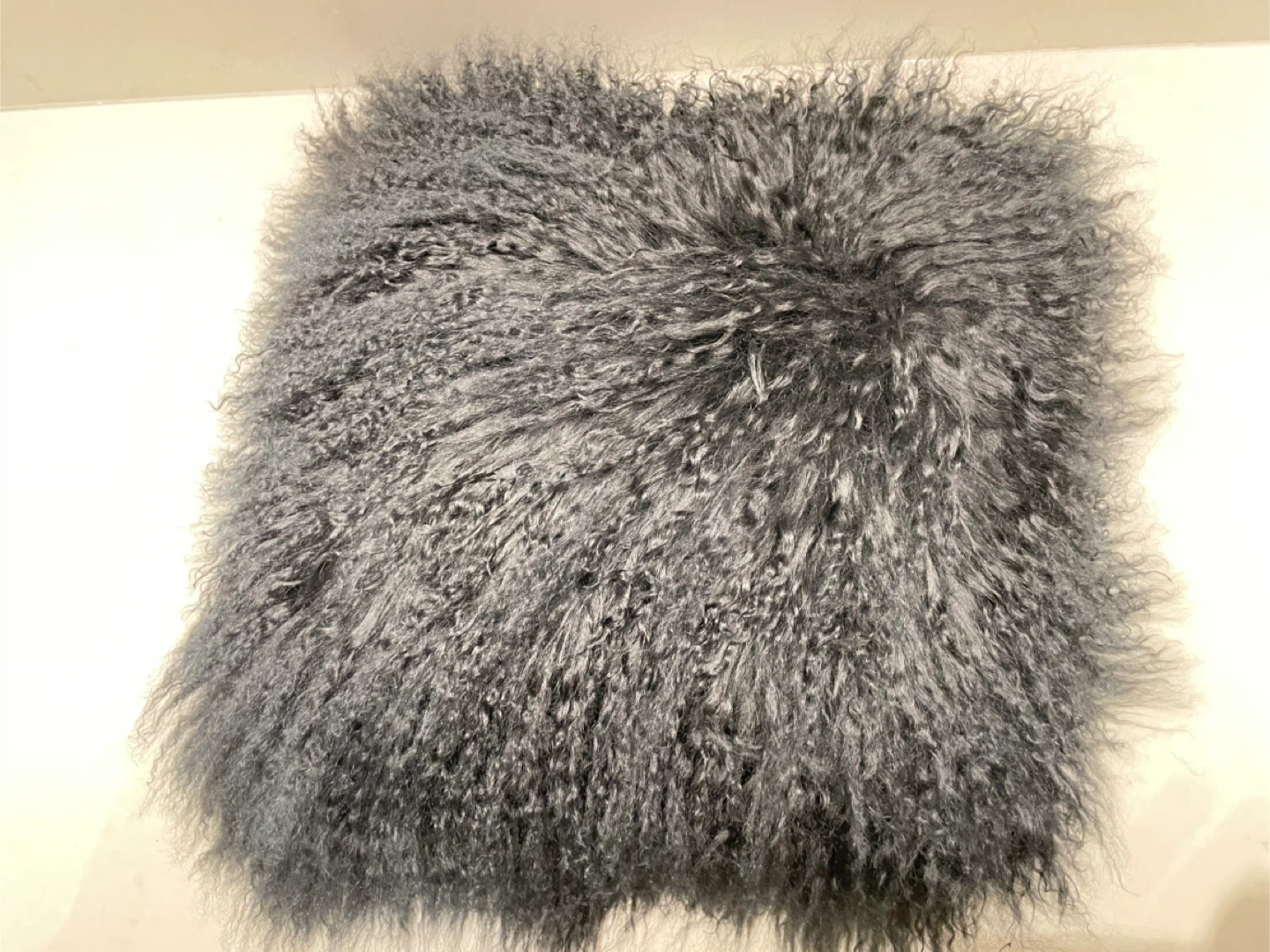 New West Elm Black Mongolian Lamb 15x15 Pillow - photo 2