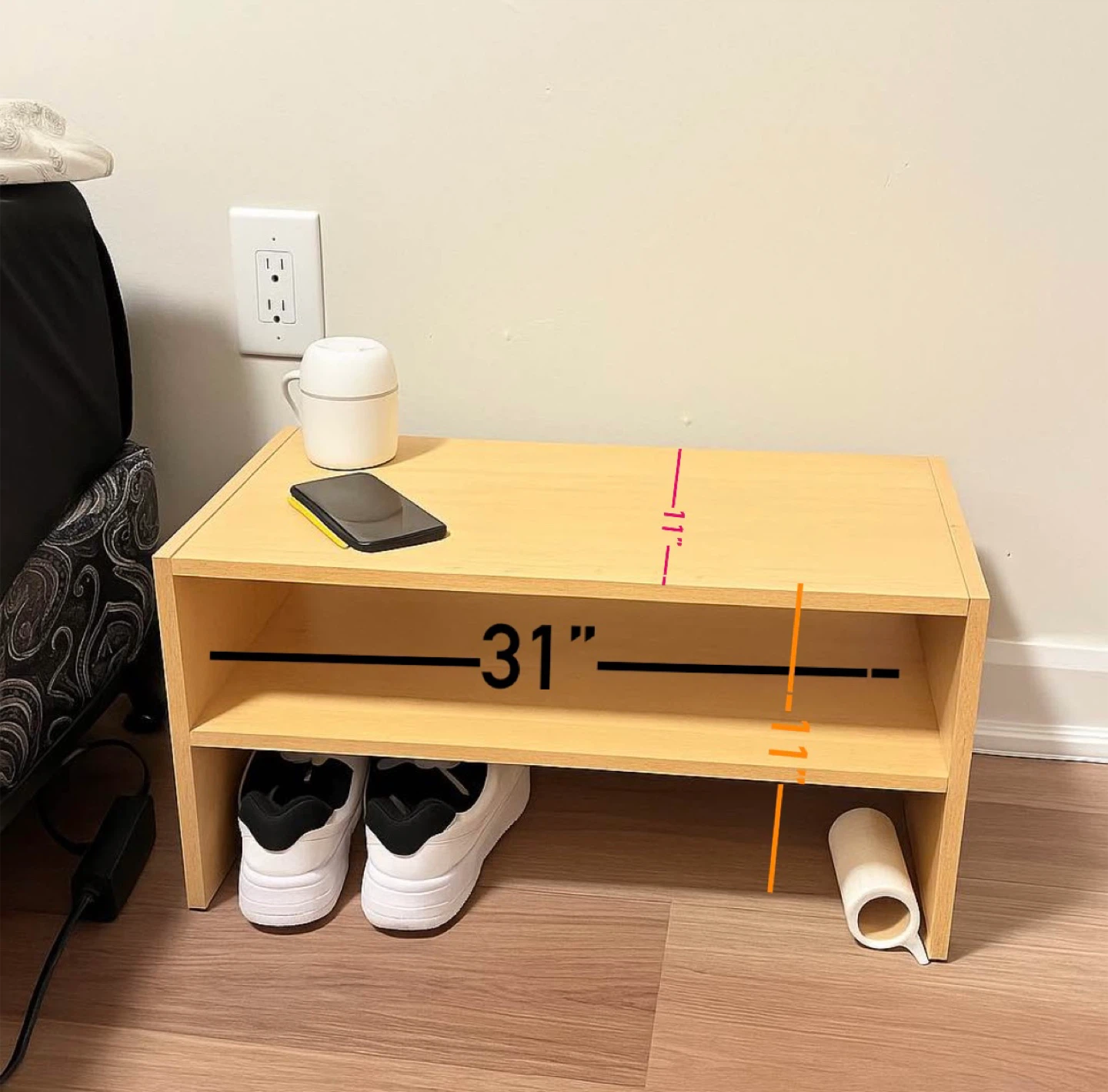 Wooden Bedside Table - 31" x 11"