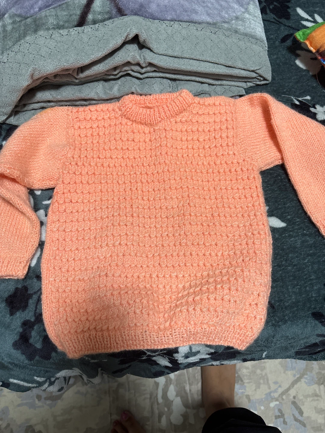 Hand-Knitted Peach Sweater