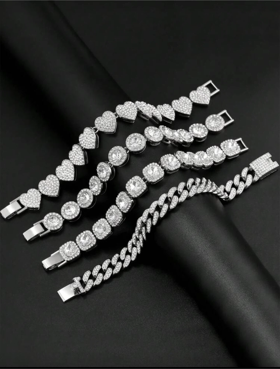 Silver Bracelets with Rhinestones - photo 2